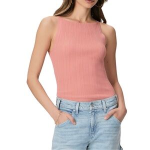 PAIGE Yuelia Ribbed Knit Stretch Sweater Tank Top Pink Rust Terracotta XS NWT
